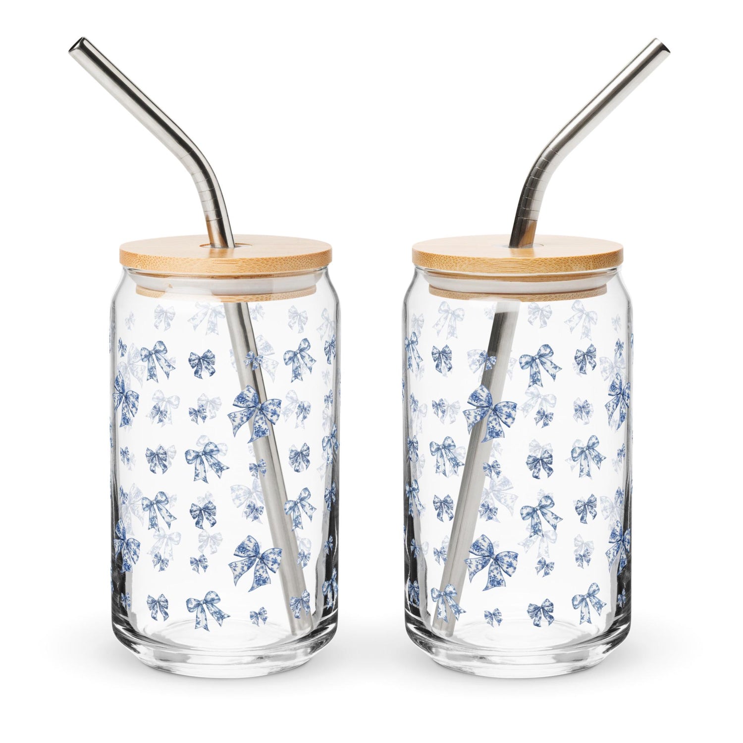 Toile De Jouy Blue Bows Tumbler Glass ywd4kc-br.myshopify.com