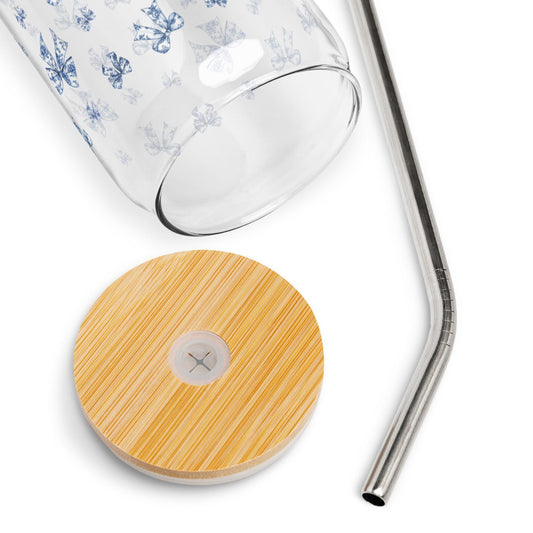 Toile De Jouy Blue Bows Tumbler Glass ywd4kc-br.myshopify.com