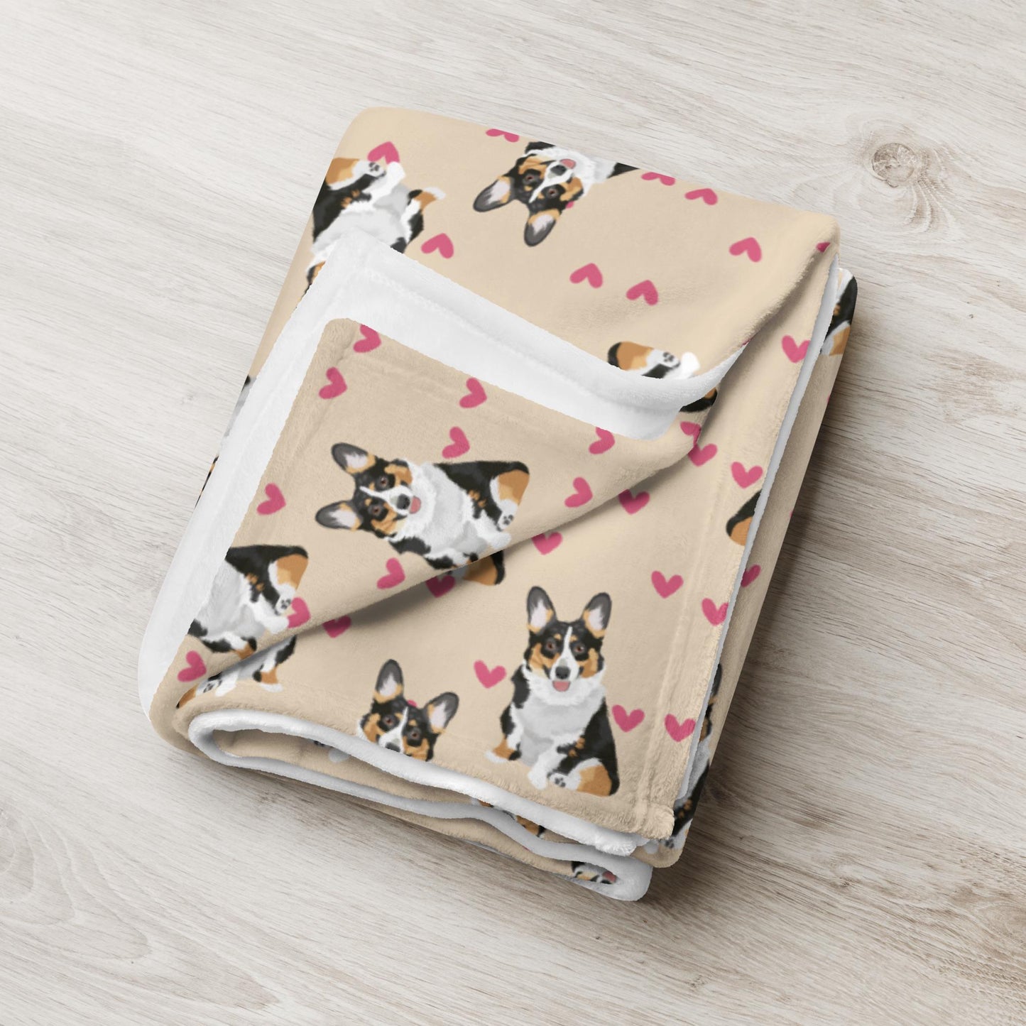 Tricolor Corgi Blanket With Hearts | Baby Corgi Puppy Throw ywd4kc-br.myshopify.com