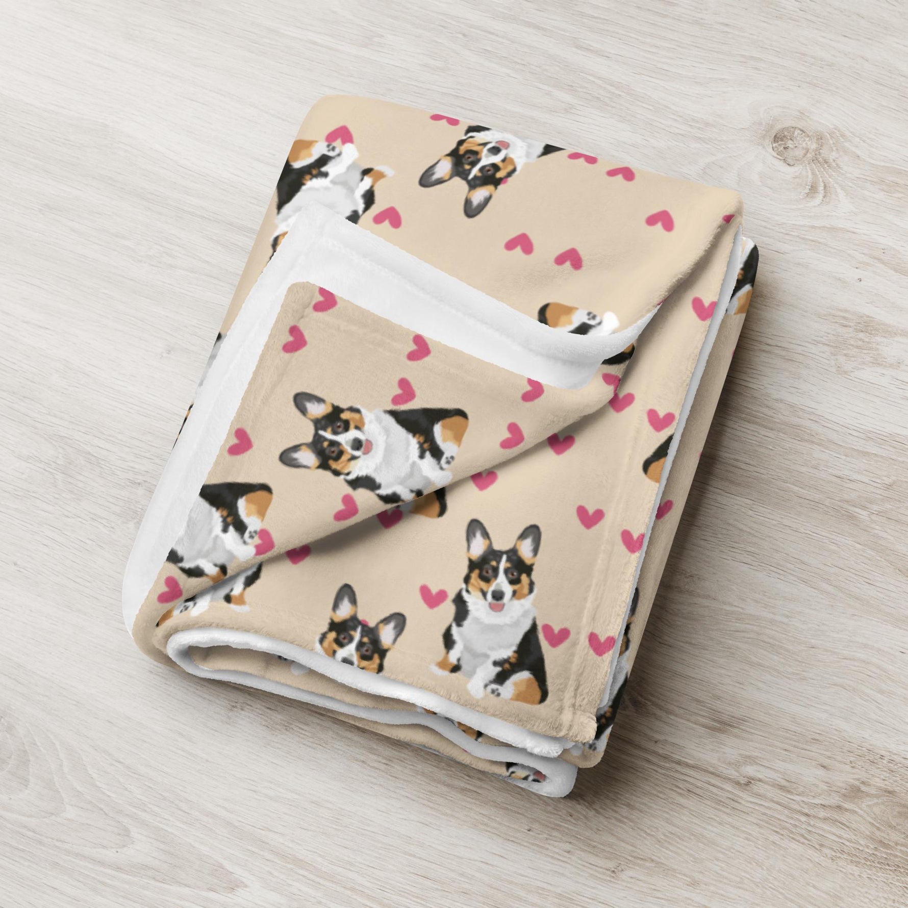 Tricolor Corgi Blanket With Hearts | Baby Corgi Puppy Throw ywd4kc-br.myshopify.com
