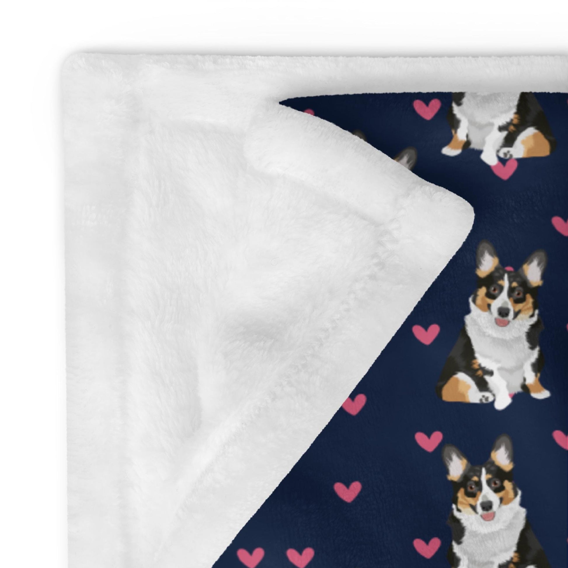 Tricolor Corgi Blanket With Hearts | Baby Corgi Puppy Throw ywd4kc-br.myshopify.com
