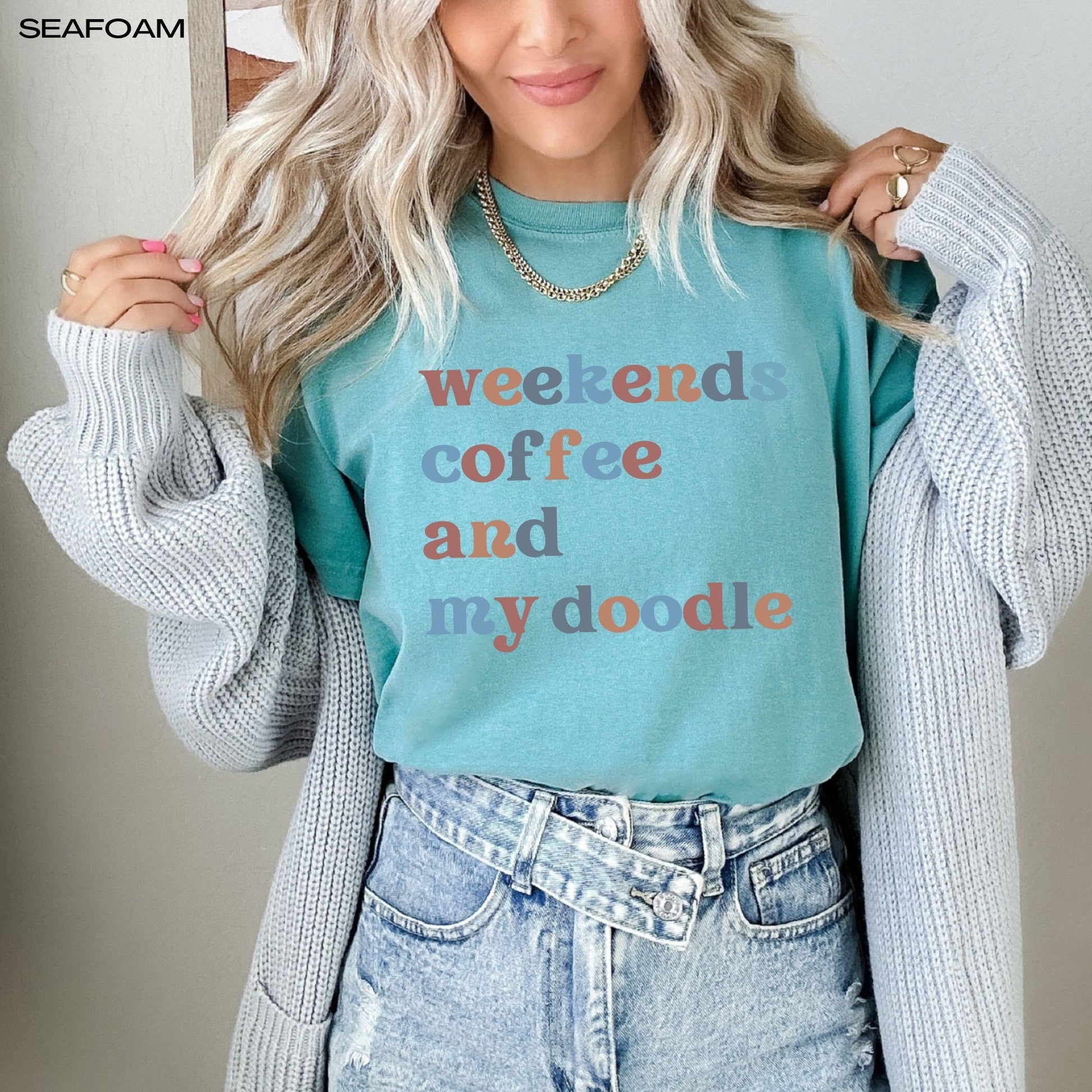 Weekends Coffee And My Doodle T-Shirt ywd4kc-br.myshopify.com