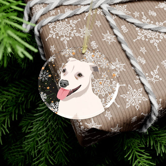 White Pitbull Christmas Ornament | Glass | Add Dogs Name ywd4kc-br.myshopify.com