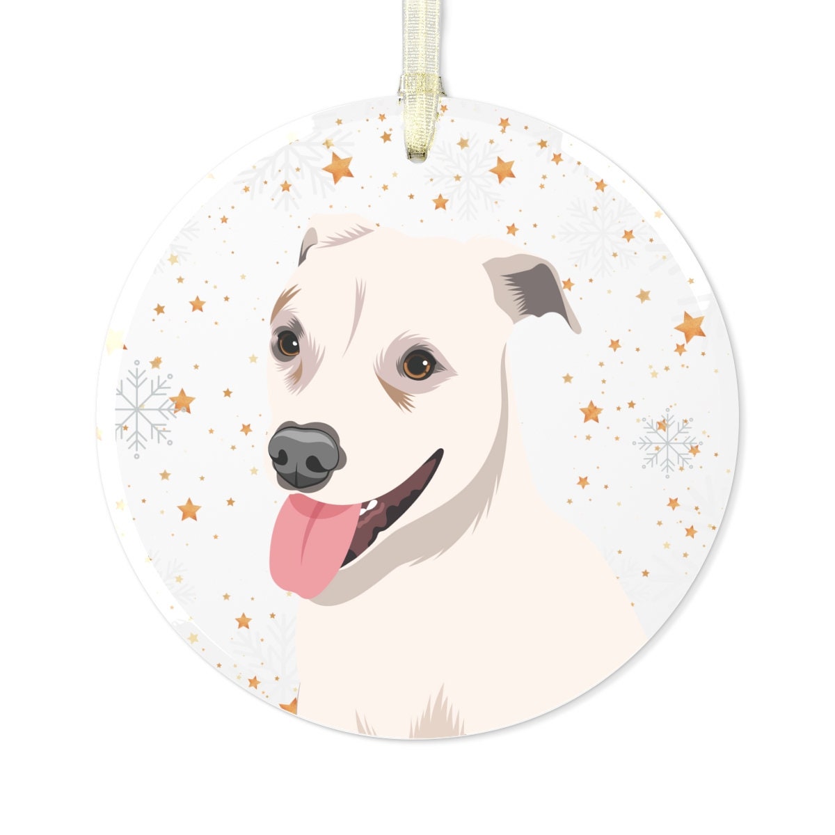 White Pitbull Christmas Ornament | Glass | Add Dogs Name ywd4kc-br.myshopify.com