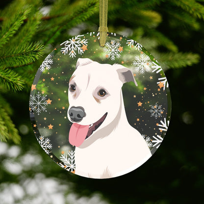 White Pitbull Christmas Ornament | Glass | Add Dogs Name ywd4kc-br.myshopify.com