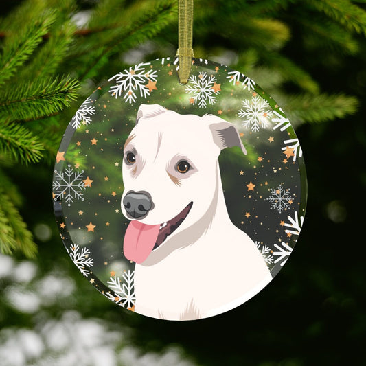 White Pitbull Christmas Ornament | Glass | Add Dogs Name ywd4kc-br.myshopify.com