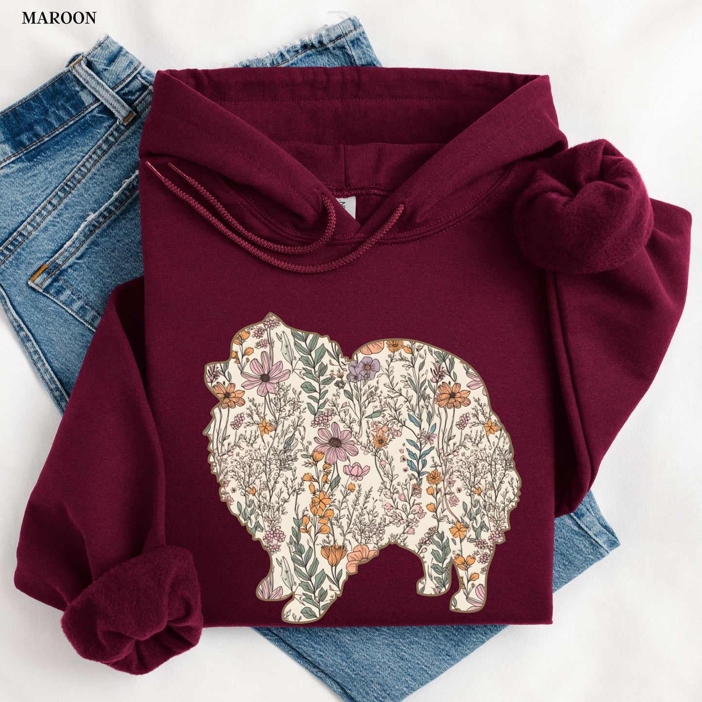 Wildflower Pomeranian Spitz Hoodie ywd4kc-br.myshopify.com