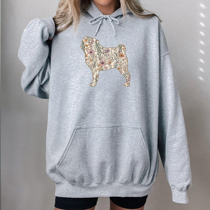 Wildflower Pug Dog Hoodie ywd4kc-br.myshopify.com