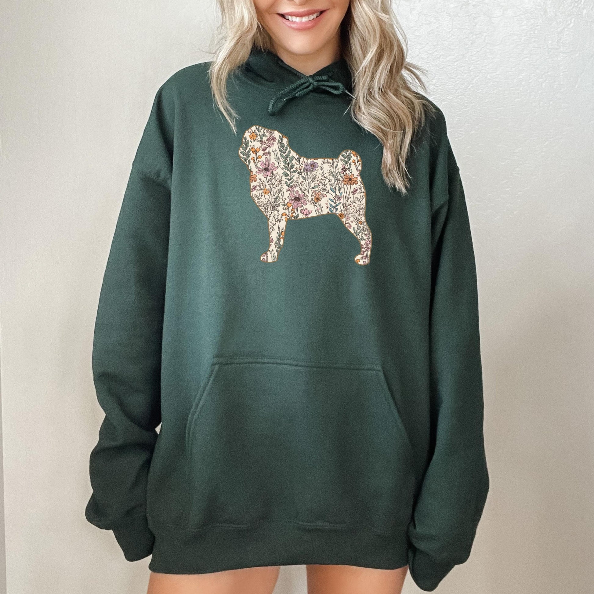 Wildflower Pug Dog Hoodie ywd4kc-br.myshopify.com