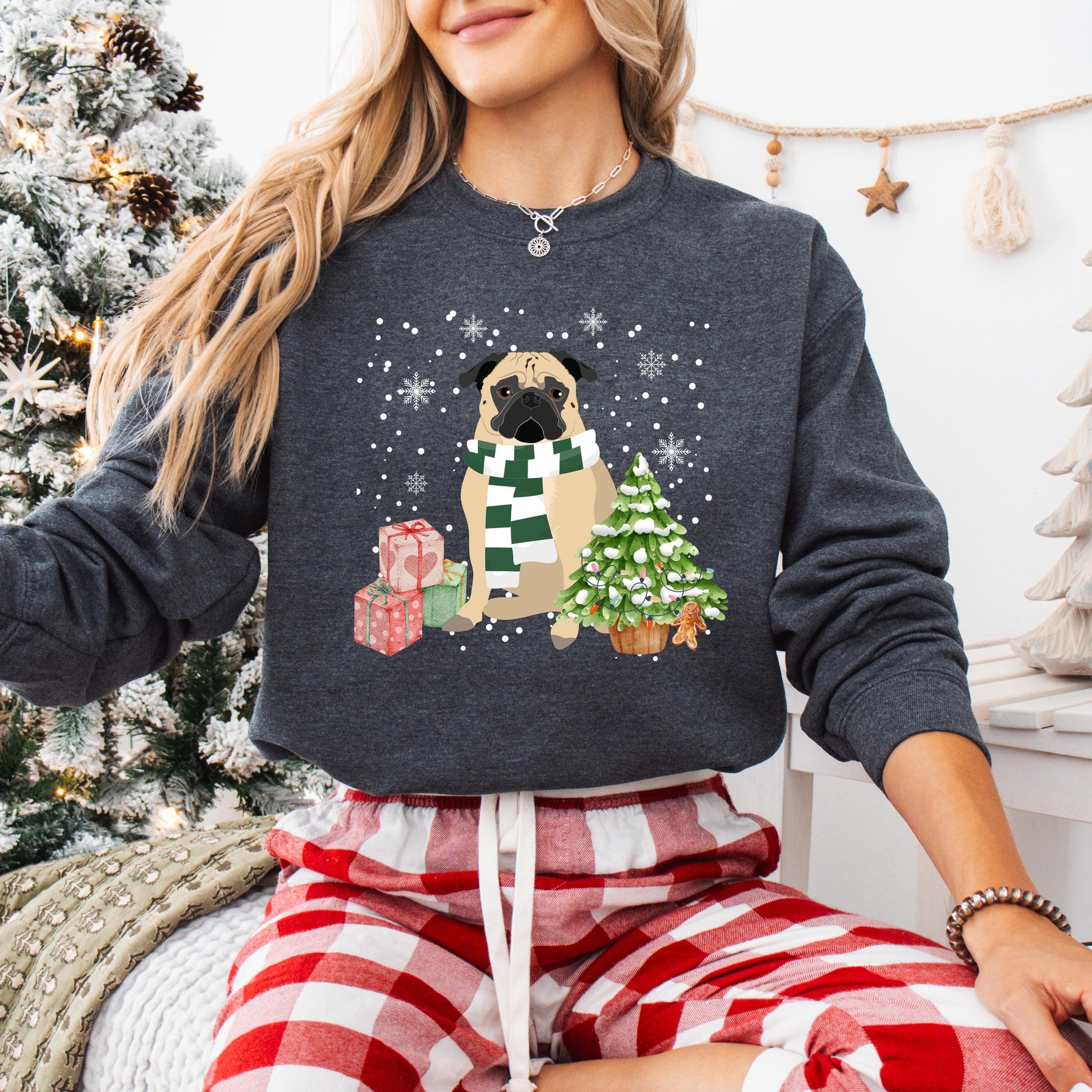 Winter Christmas Pug Sweatshirt, black pug sweatshirt, pug gift, pug mom, pug owner shirt, Christmas dog sweater, pug ugly xmas sweater ywd4kc-br.myshopify.com