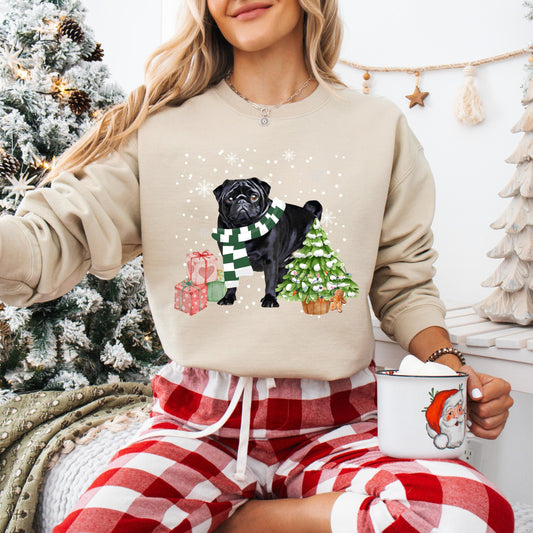 Winter Christmas Pug Sweatshirt, black pug sweatshirt, pug gift, pug mom, pug owner shirt, Christmas dog sweater, pug ugly xmas sweater ywd4kc-br.myshopify.com