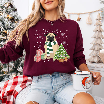Winter Christmas Pug Sweatshirt, black pug sweatshirt, pug gift, pug mom, pug owner shirt, Christmas dog sweater, pug ugly xmas sweater ywd4kc-br.myshopify.com