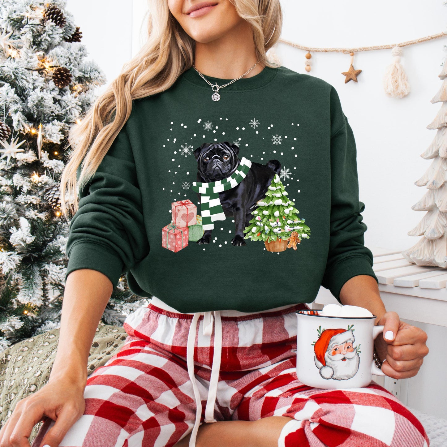 Winter Christmas Pug Sweatshirt, black pug sweatshirt, pug gift, pug mom, pug owner shirt, Christmas dog sweater, pug ugly xmas sweater ywd4kc-br.myshopify.com