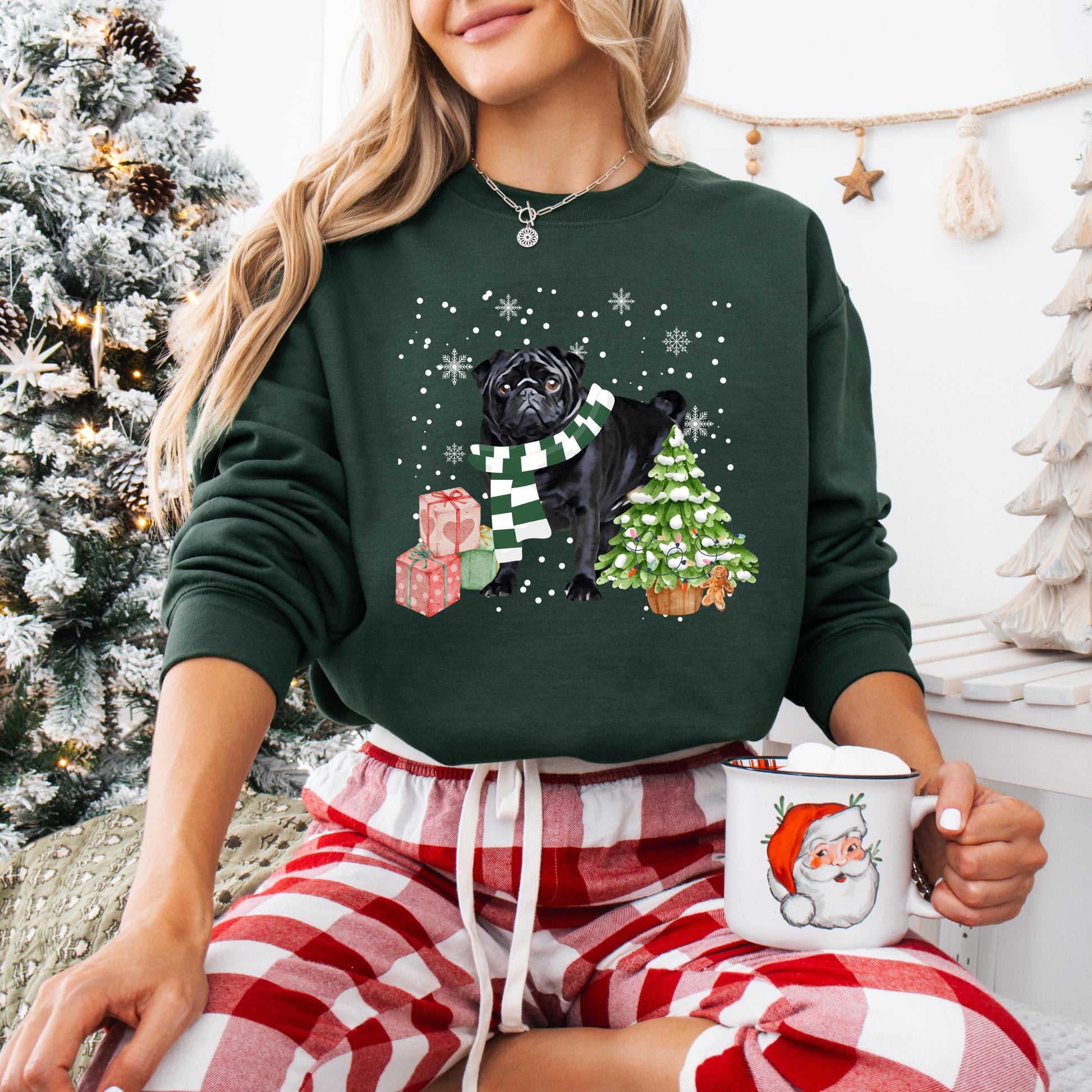 Winter Christmas Pug Sweatshirt, black pug sweatshirt, pug gift, pug mom, pug owner shirt, Christmas dog sweater, pug ugly xmas sweater ywd4kc-br.myshopify.com