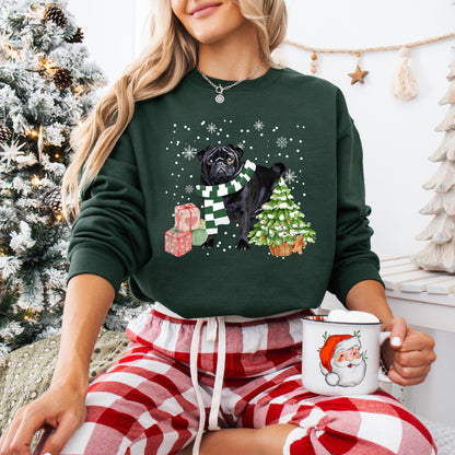 Winter Christmas Pug Sweatshirt, black pug sweatshirt, pug gift, pug mom, pug owner shirt, Christmas dog sweater, pug ugly xmas sweater ywd4kc-br.myshopify.com