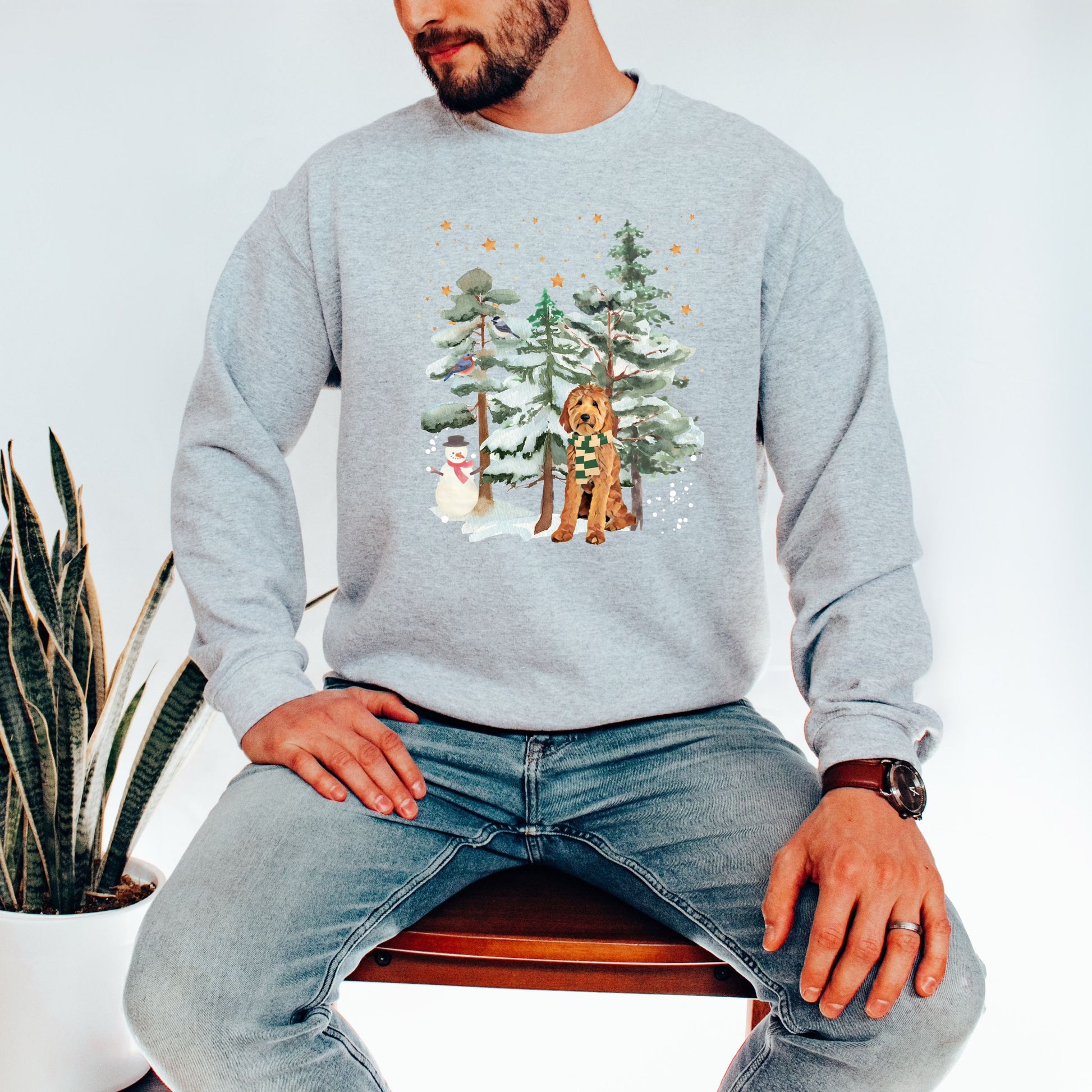 Winter Goldendoodle Sweatshirt, Christmas Golden Doodle Gifts, Dog Mom Sweatshirt, Goldendoodle Christmas Sweater, Cockapoo Pullover ywd4kc-br.myshopify.com