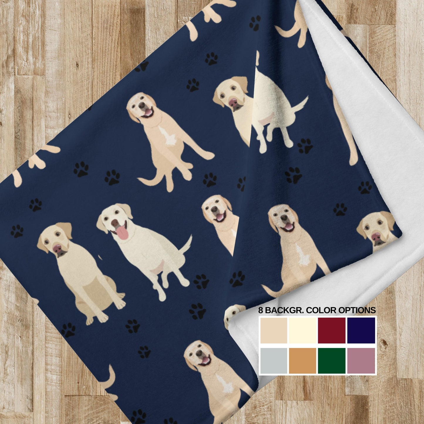 Yellow Labrador Retriever blanket with paws ywd4kc-br.myshopify.com