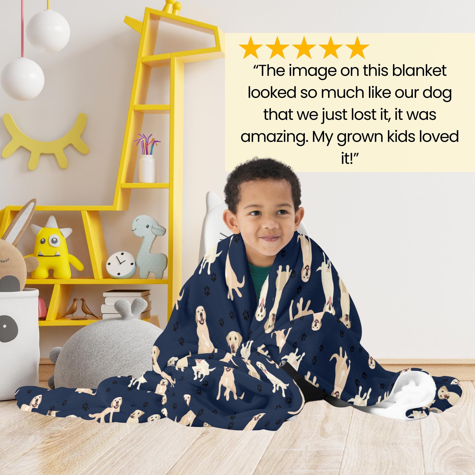 Yellow Labrador Retriever blanket with paws ywd4kc-br.myshopify.com