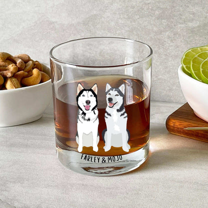 Siberian Husky or Alaskan Malamute whiskey glass