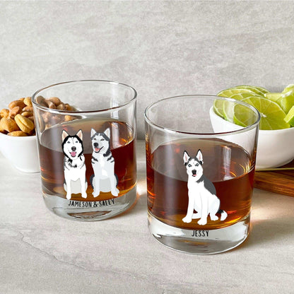 Siberian Husky Whiskey Glass, brown husky gift, red husky mom, husky dad gift, Valentines day husband birthday gift, gift for her