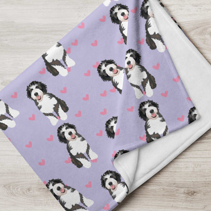 Heart Bernedoodle blanket for doodle Valentines gifts