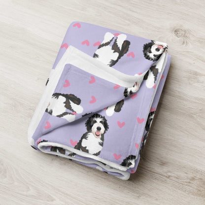 Heart Bernedoodle Blanket, Doodle Valentines gifts
