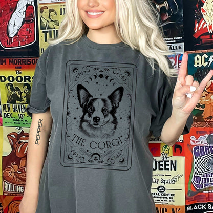 Tarot Corgi shirt, comfort colors shirt, pembroke corgi, welsh corgi, dog mom gift, girlfriend birthday gift, tricolor corgi gift, corgi mom