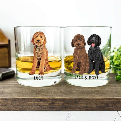 Goldendoodle whiskey glass for burboun lover
