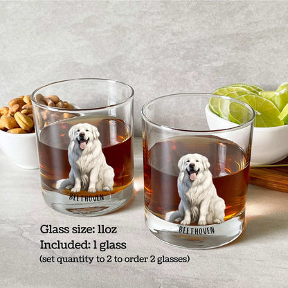 Great Pyrenees dad gift whiskey glass, husband Christmas gift, boyfriend birthday gift, best dog dad gift, bourbon gifts, Halloween gift