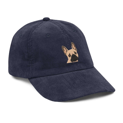 Vintage French Bulldog Hat Corduroy, Sophisticated French Bulldog gifts, fall frenchie mom gift, autumn texas cap, Christmas dog hat