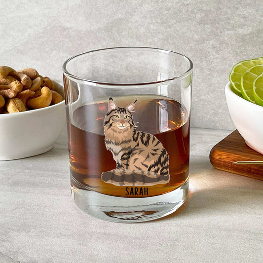 Maine Coon cat whiskey glass