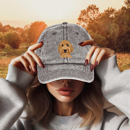 Embroidered golden doodle hat - summer gift for her