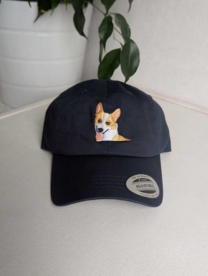 Embroidered Welsh Corgi hat - gift for her