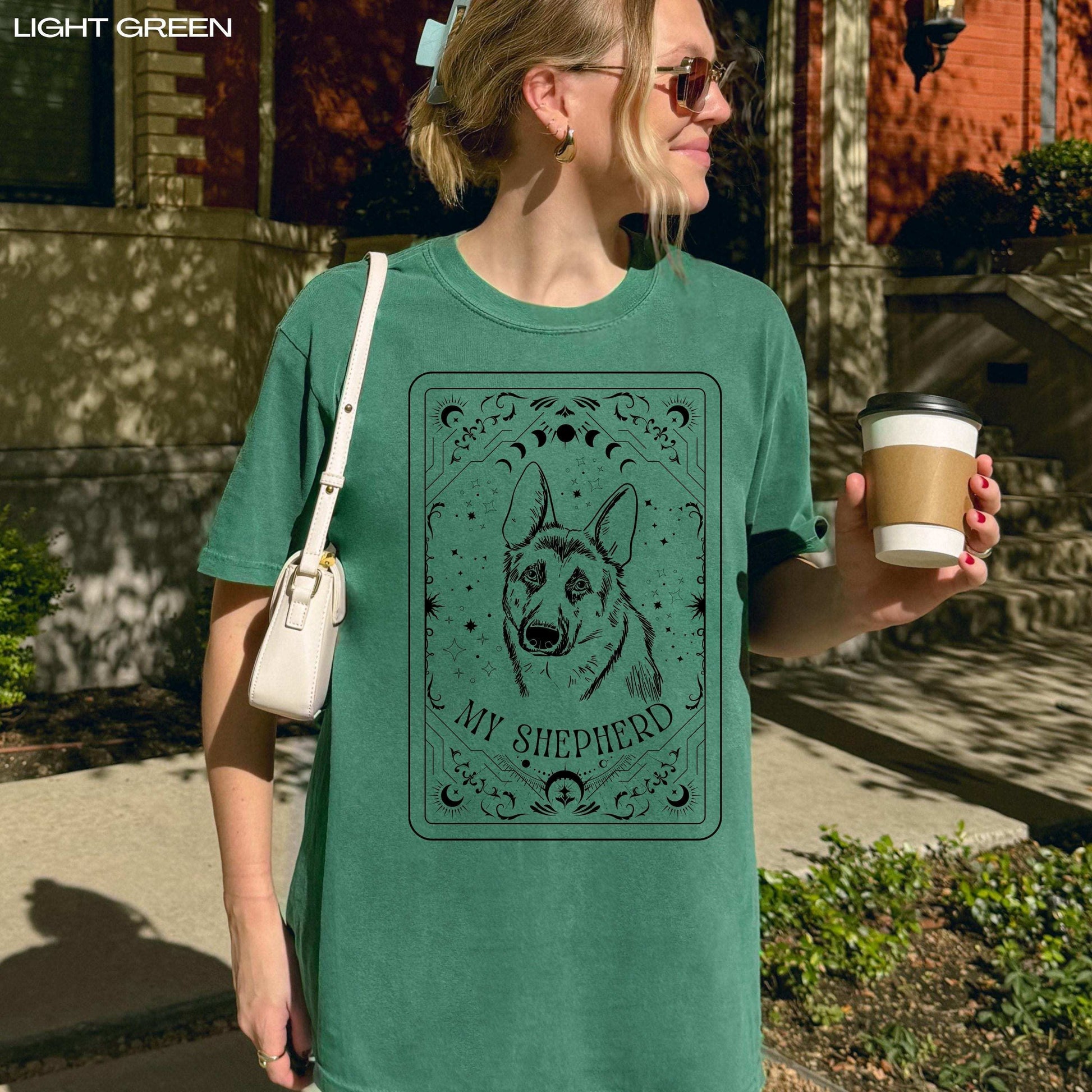 Tarot German Shepherd Shirt, Valentine day gift for her, long hair german sheperd mom tshirt, black shepherd gift, best friend birthday gift