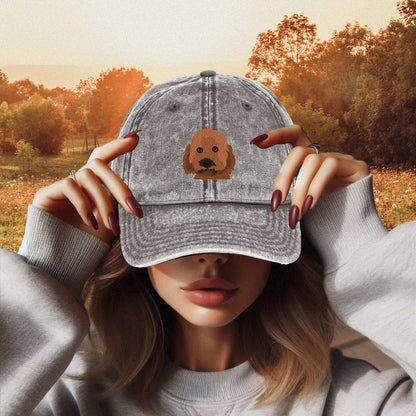 Red Goldendoodle hat embroidered - gift for her