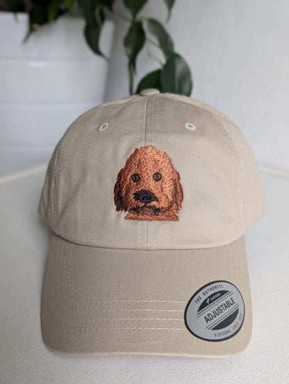 Red Goldendoodle hat embroidered - gift for her