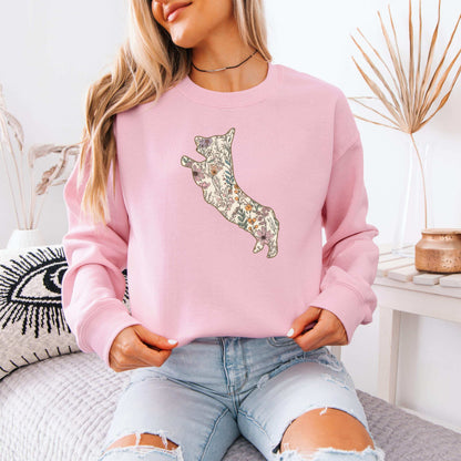 Wildflower Corgi Shirt, corgi gift, tricolor corgi mama sweatshirt, puppy mom sweater, gift for dog owner, corgi breeder gift, corgi grandma