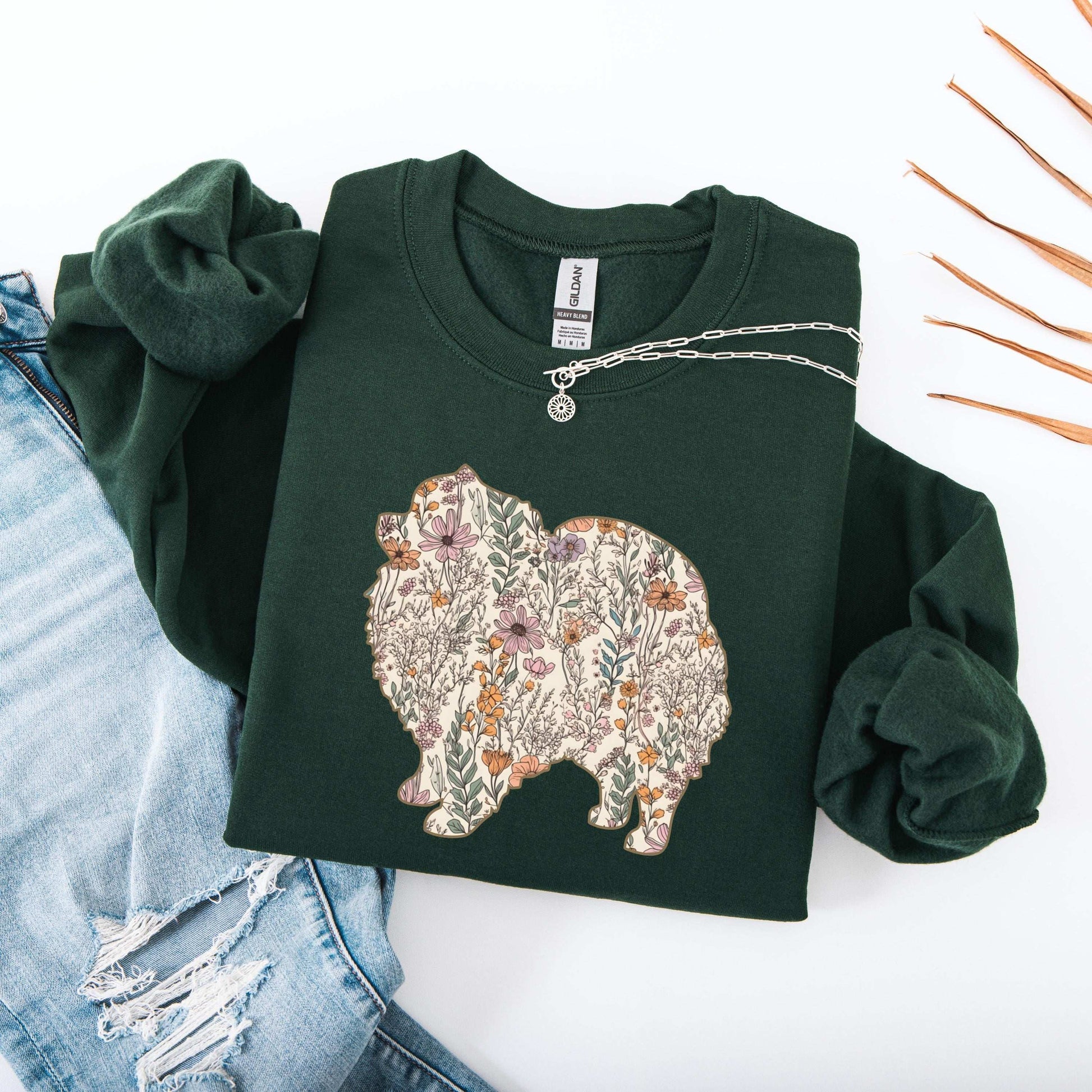 Wildflower Pomeranian Spitz Shirt, pomeranian dog gift, spitz mama sweatshirt, pom puppy sweater, gift for dog owner, pomeranian breeder