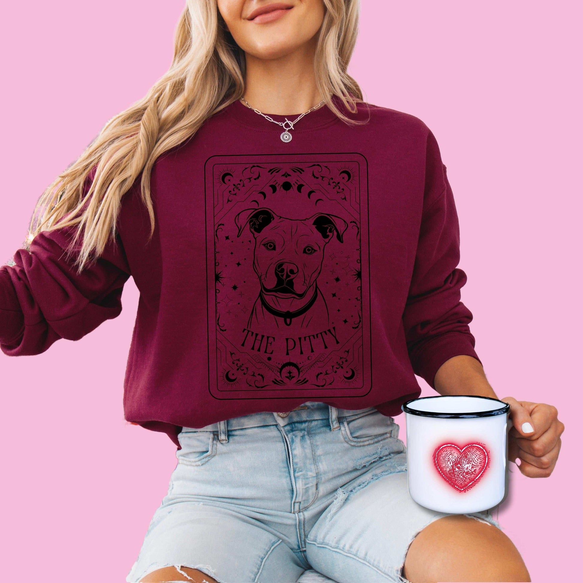 Tarot Pitbull Shirt, staffordshire terrier mama sweatshirt, pitbull gift, moon phase shirt, pet mom summer tee, sister birthday gift