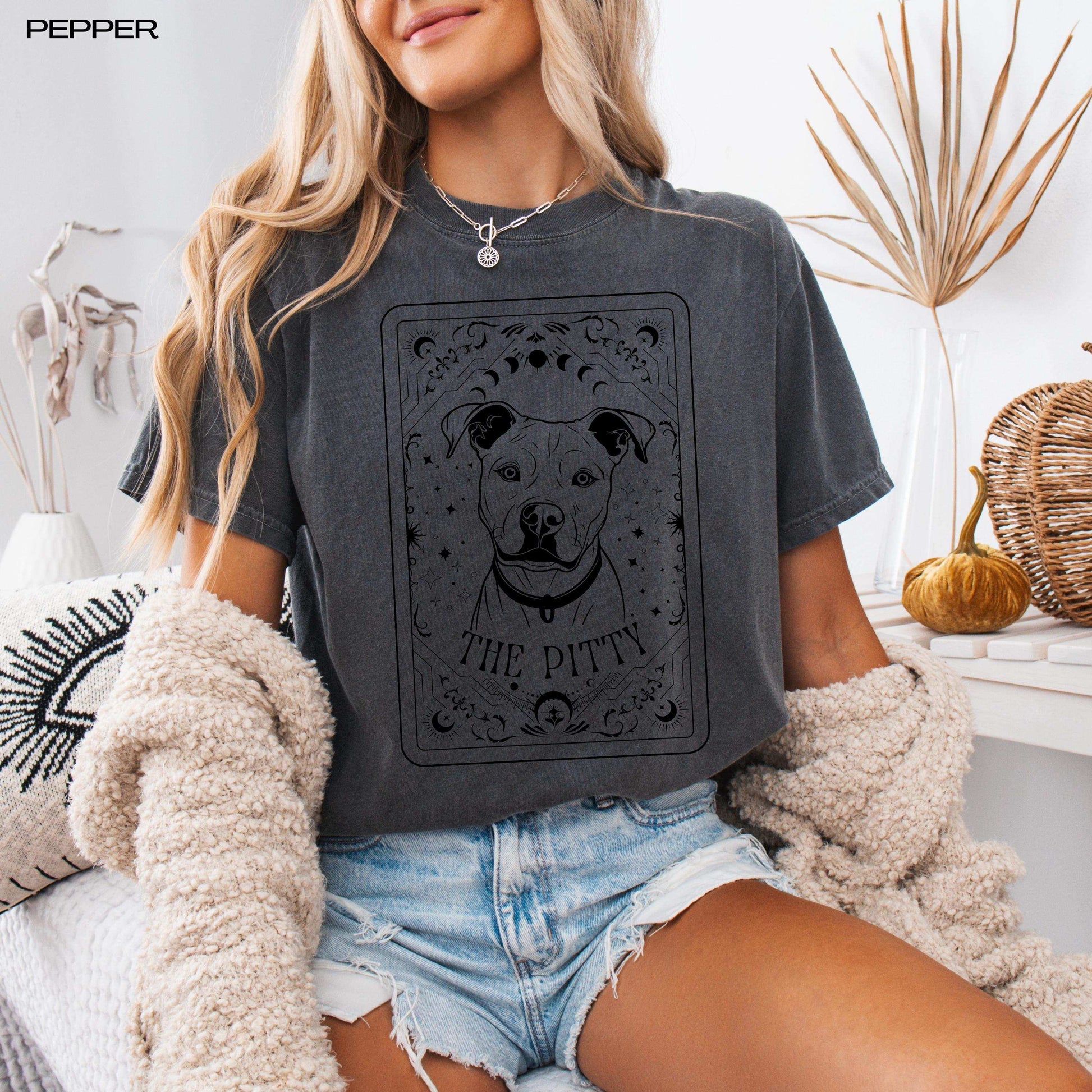 Tarot Pitbull Shirt, staffordshire terrier mama sweatshirt, pitbull gift, moon phase shirt, pet mom summer tee, sister birthday gift