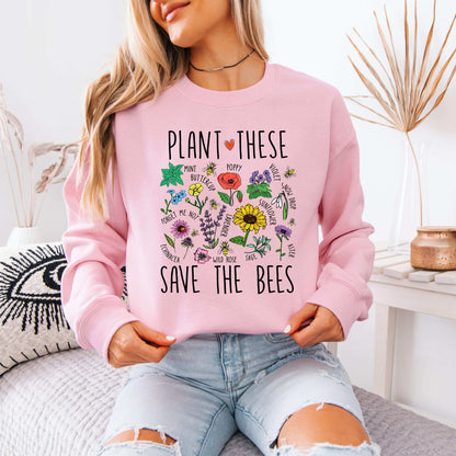 Cottagecore Plant These Save The Bees Shirt, bee cutecore sweatshirt, wildflower lover gift, grandma birthday gift, college girl gift