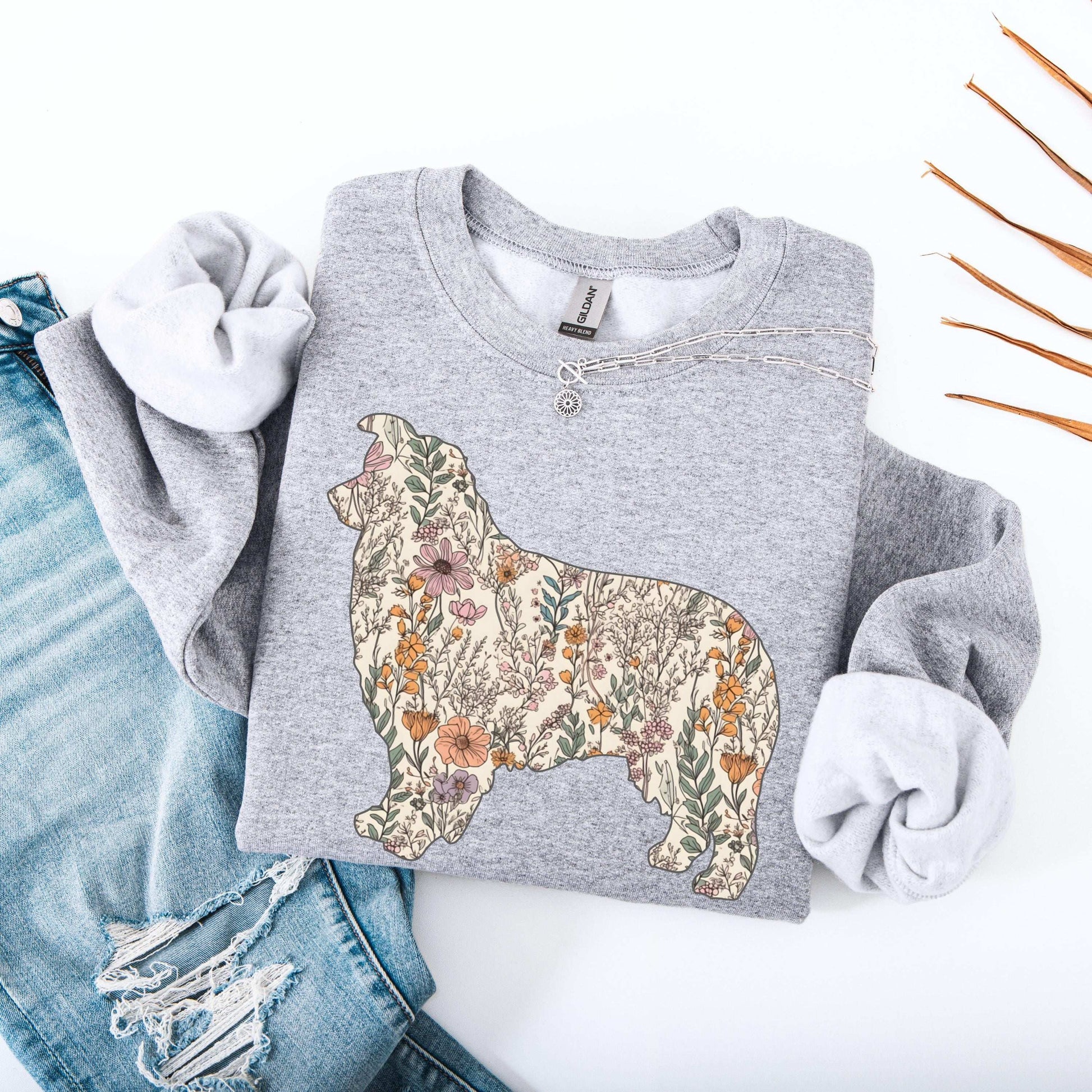 Australian Shepherd Wildflower Shirt, aussie gift, aussie mama sweatshirt, puppy mom sweater, gift for dog owner, shepherd breeder gift