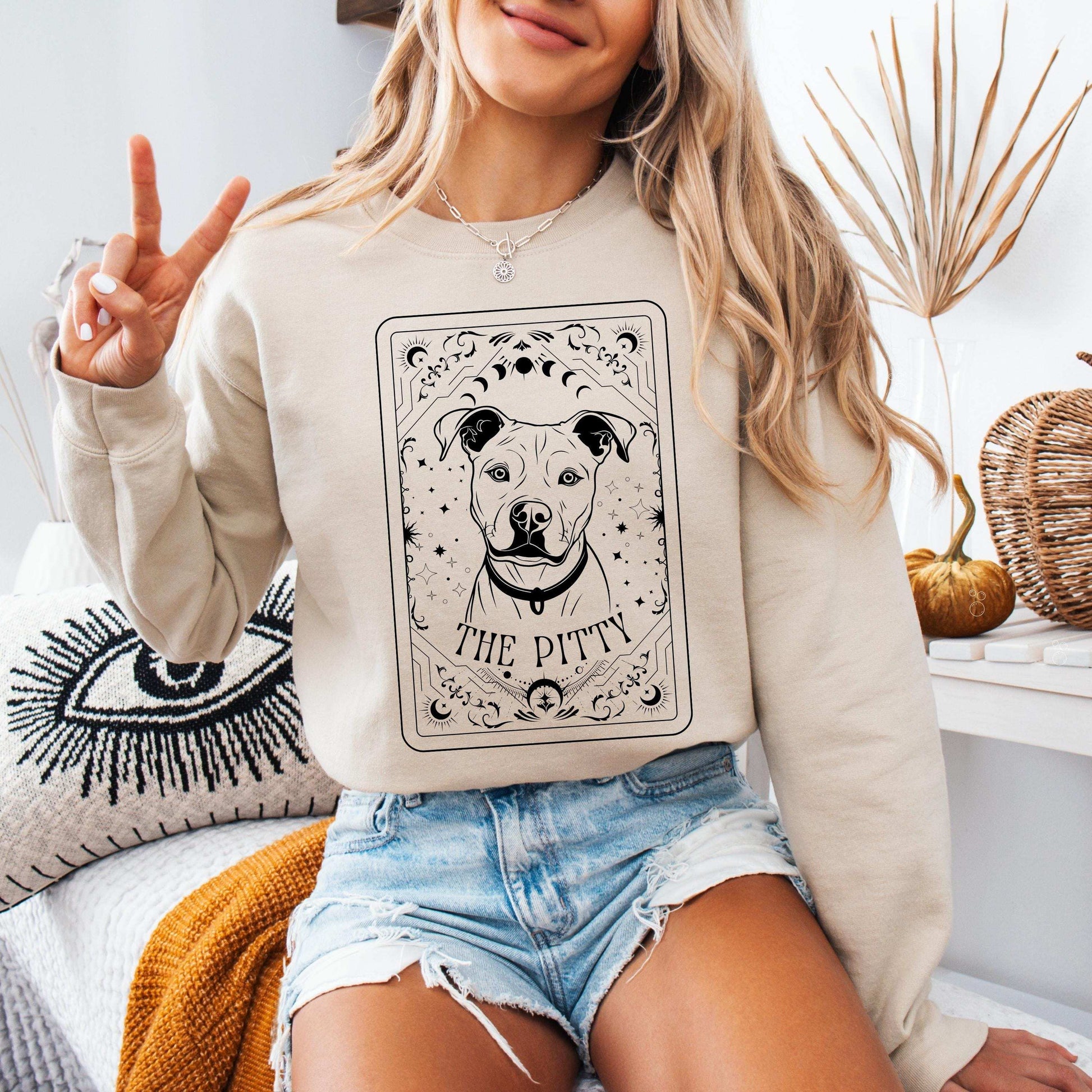 Tarot Pitbull Shirt, staffordshire terrier mama sweatshirt, pitbull gift, moon phase shirt, pet mom summer tee, sister birthday gift