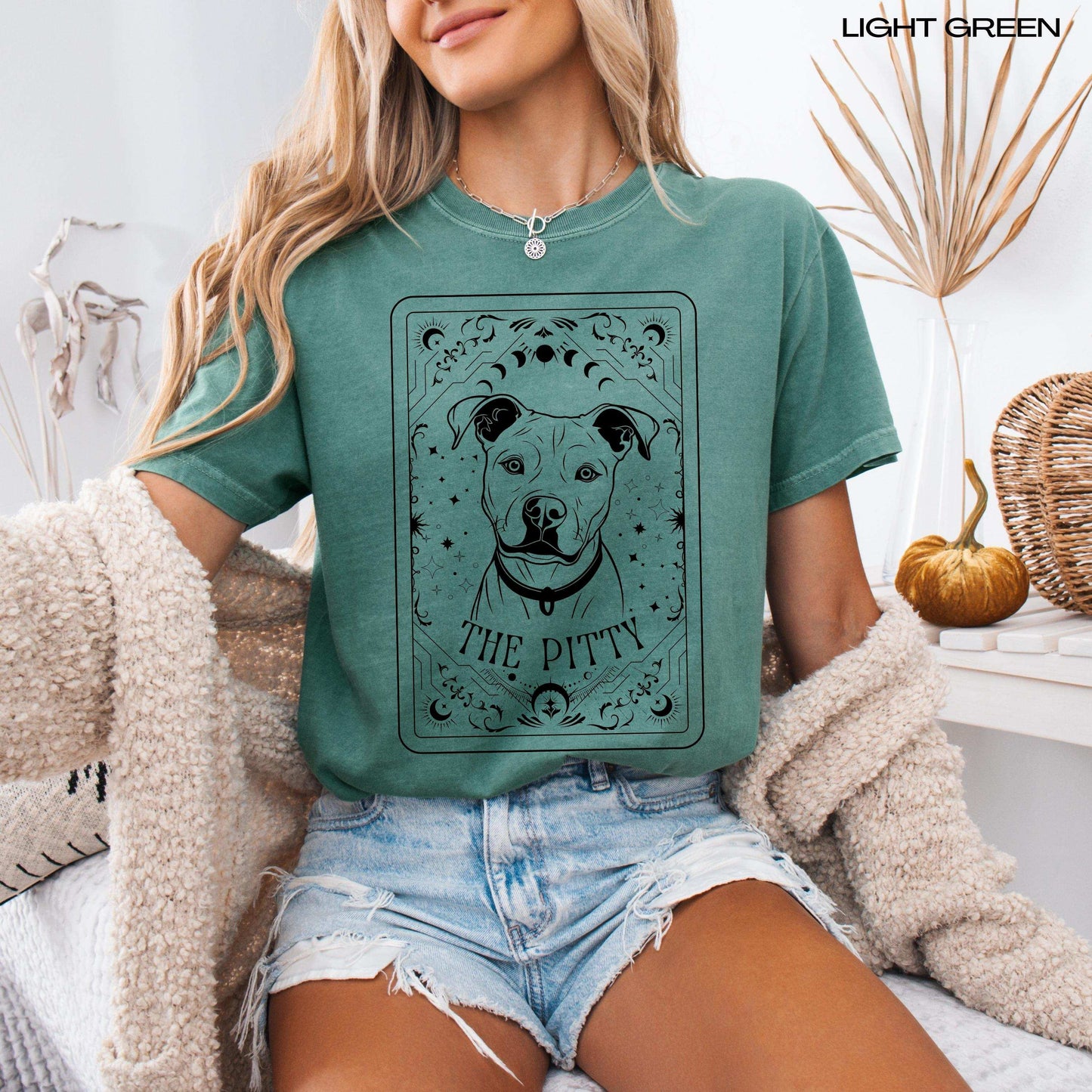 Tarot Pitbull Shirt, staffordshire terrier mama sweatshirt, pitbull gift, moon phase shirt, pet mom summer tee, sister birthday gift