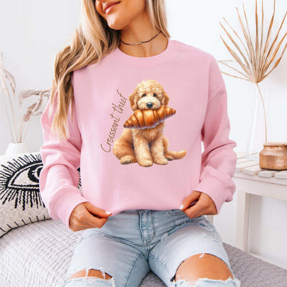 French Croissant Thief Goldendoodle Shirt, doodle gift, puppy sweatshirt, pet lover tee, dog owner gift, cutecore aesth, summer gift for her