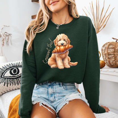 French Croissant Thief Goldendoodle Shirt, doodle gift, puppy sweatshirt, pet lover tee, dog owner gift, cutecore aesth, summer gift for her