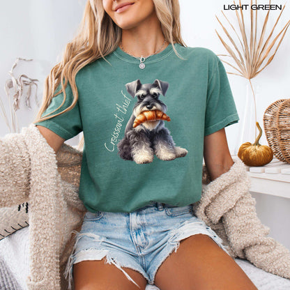 French Croissant Thief Miniature Schnauzer Shirt, schnauzer gift, puppy sweatshirt, pet lover tee, dog owner, cutecore, summer gift for her