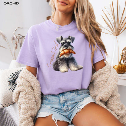 French Croissant Thief Miniature Schnauzer Shirt, schnauzer gift, puppy sweatshirt, pet lover tee, dog owner, cutecore, summer gift for her