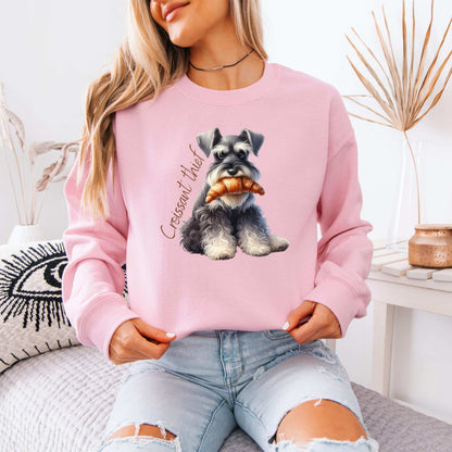 French Croissant Thief Miniature Schnauzer Shirt, schnauzer gift, puppy sweatshirt, pet lover tee, dog owner, cutecore, summer gift for her