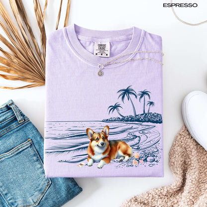 Beach waves Corgi dog shirt